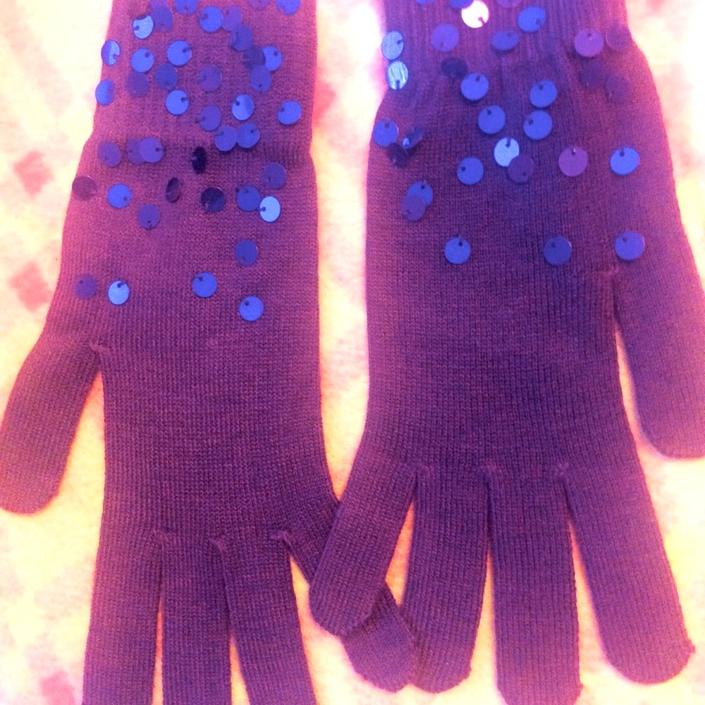 Purple gloves with purple sequins NWOT Vtg osfm